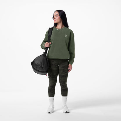 0861. Tech Essential™ Distressed Crewneck - Faded Olive | ASRV