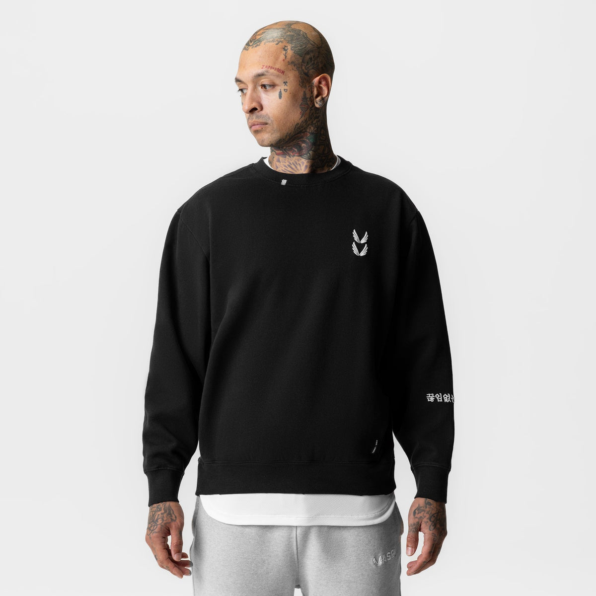 0861. Tech Essential™ Distressed Crewneck - Black | ASRV