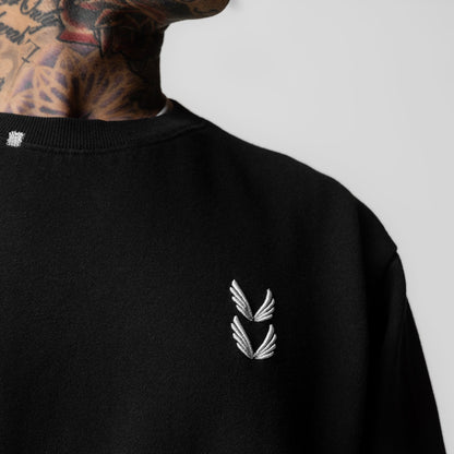 0861. Tech Essential™ Distressed Crewneck - Black | ASRV