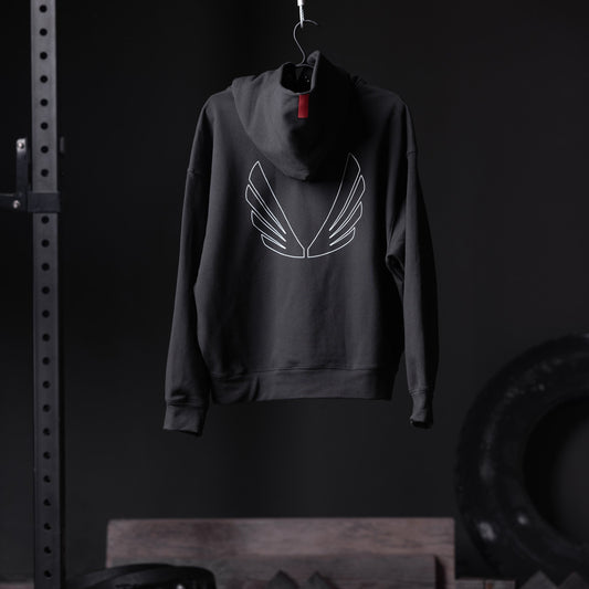 0874. Tech-Terry™ Zip Pocket Hoodie - Black "Outline" | ASRV