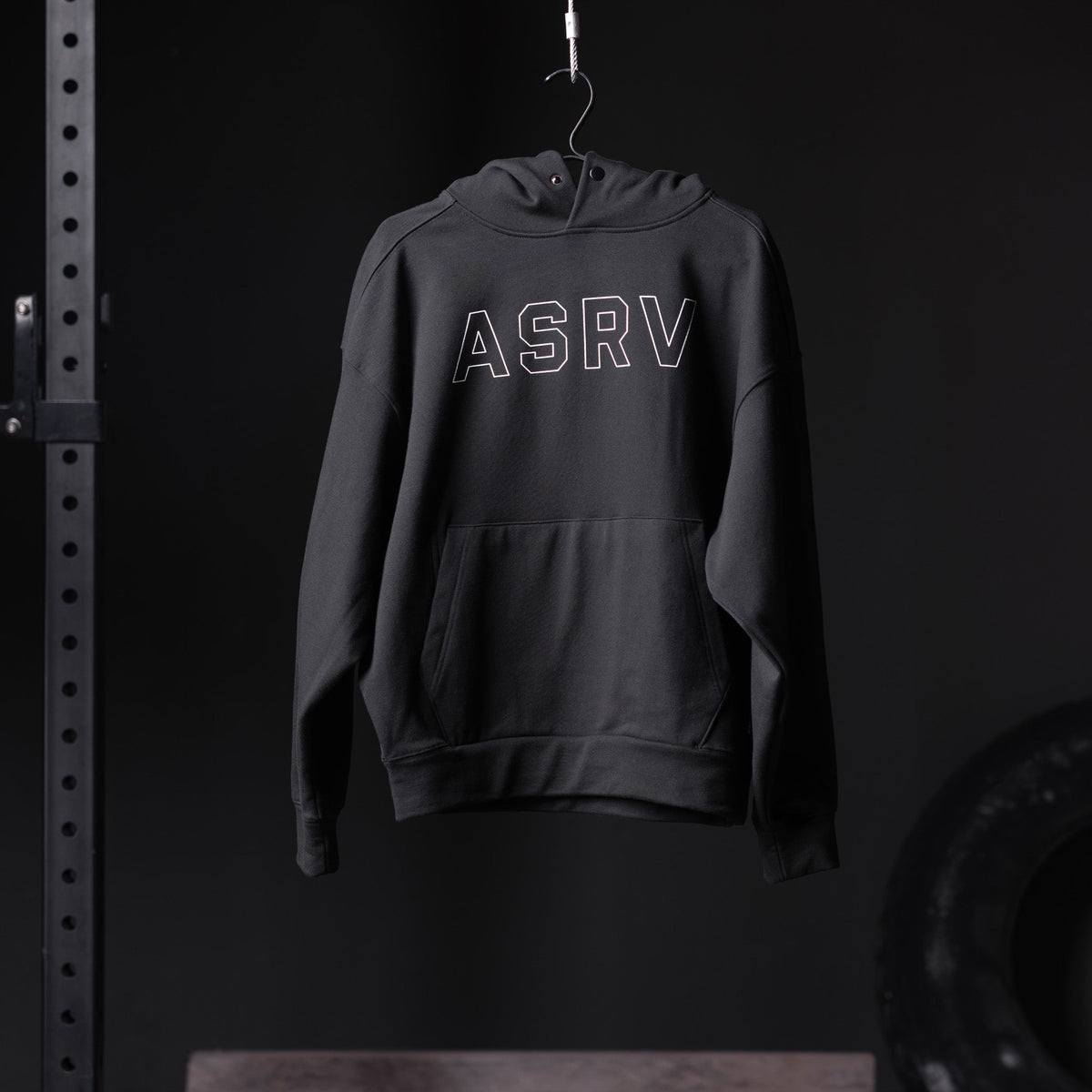 0874. Tech-Terry™ Zip Pocket Hoodie - Black "Outline" | ASRV