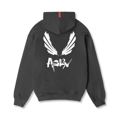 0874. Tech-Terry™ Zip Pocket Hoodie - Space Grey/White "Brush Wings/AS | ASRV
