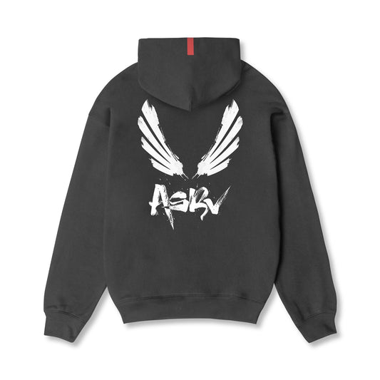 0874. Tech-Terry™ Zip Pocket Hoodie - Space Grey/White "Brush Wings/AS | ASRV
