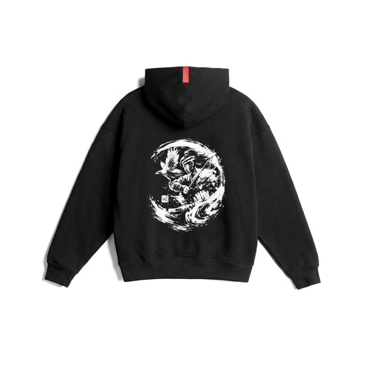 0874. Tech-Terry™ Zip Hoodie - Black "Warrior" | ASRV