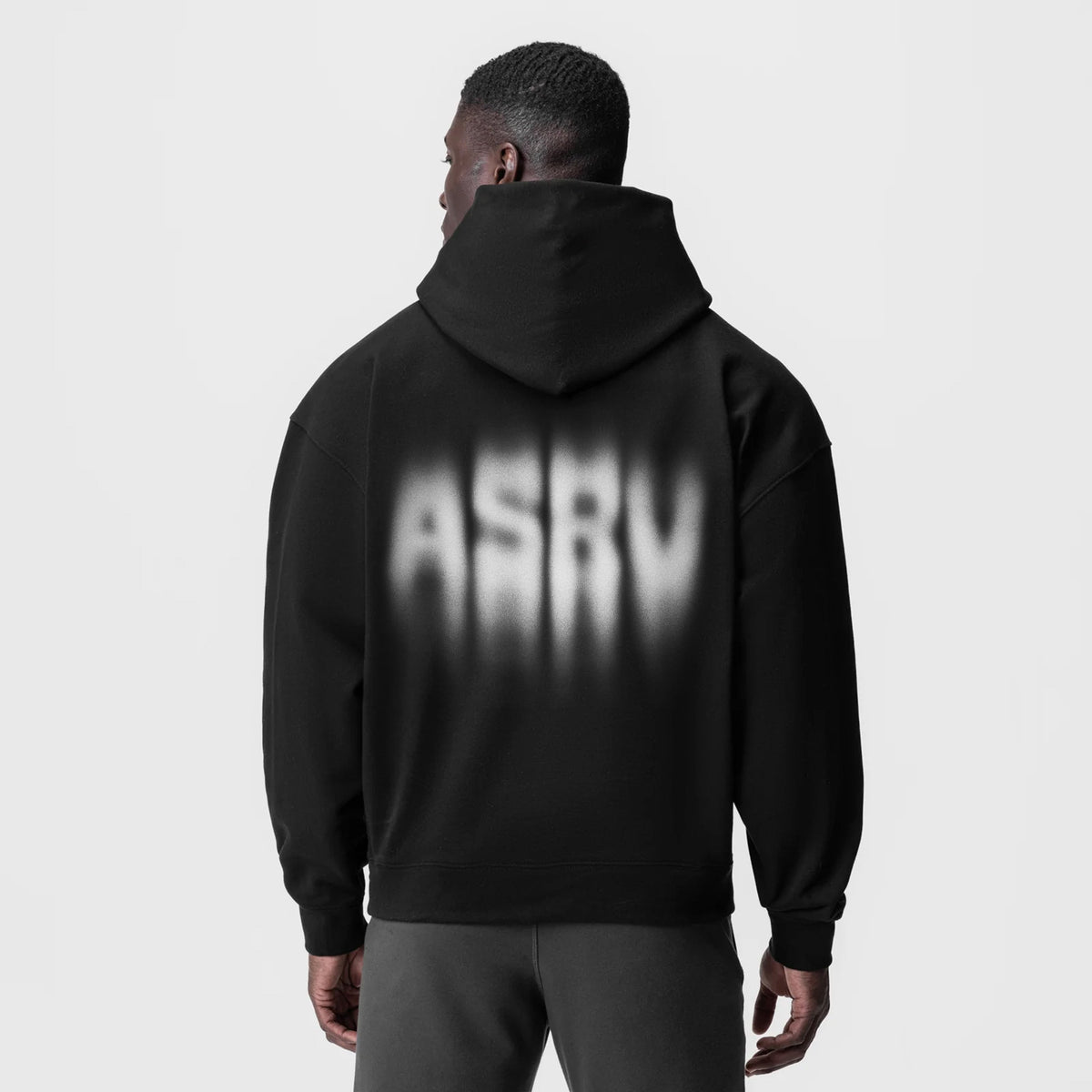 0874. Tech-Terry™ Zip Pocket Hoodie - Black "Motion Blur" | ASRV