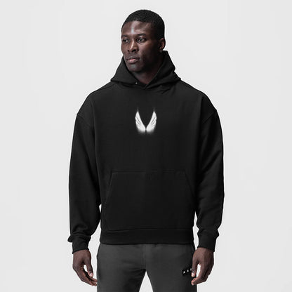 0874. Tech-Terry™ Zip Pocket Hoodie - Black "Motion Blur" | ASRV