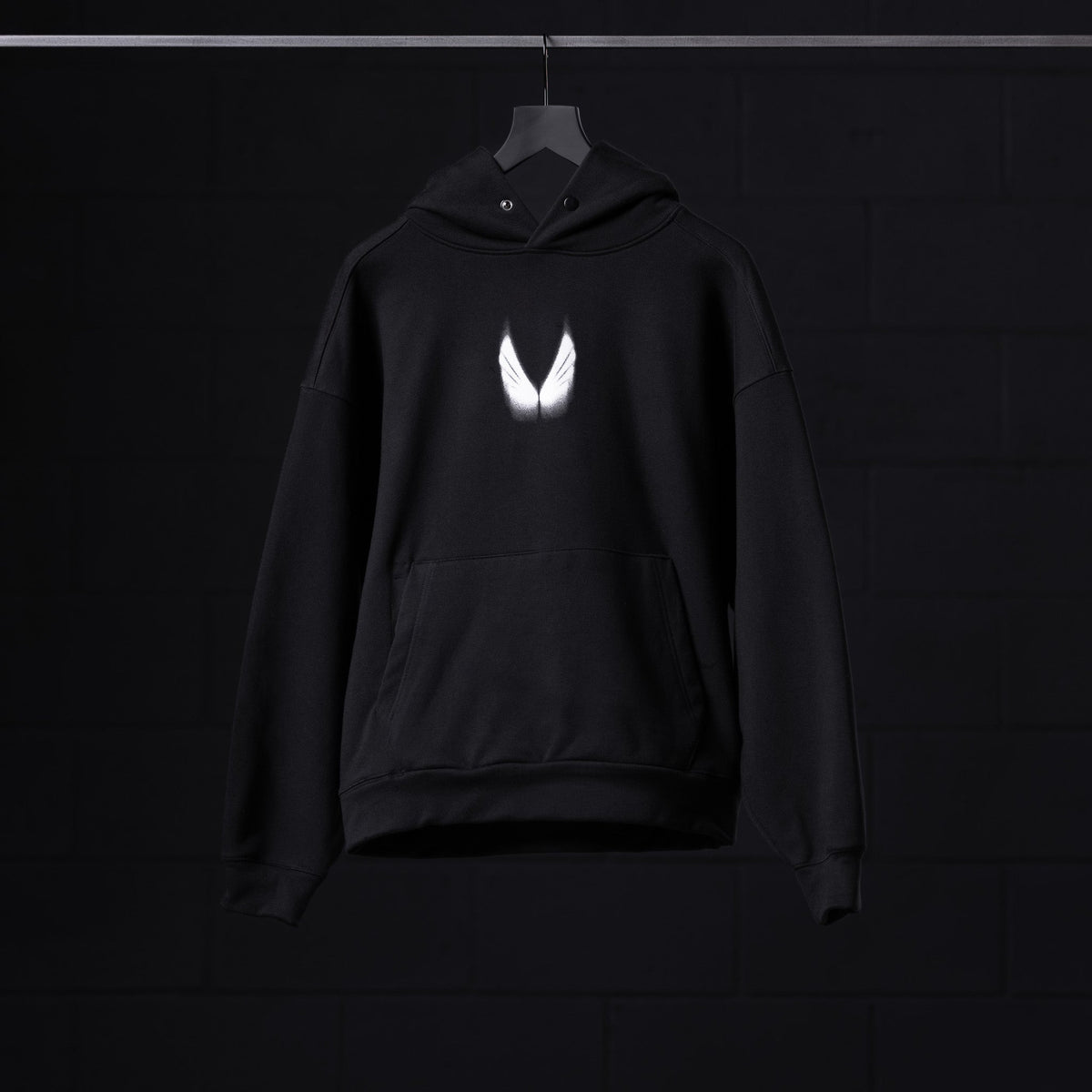 0874. Tech-Terry™ Zip Pocket Hoodie - Black "Motion Blur" | ASRV