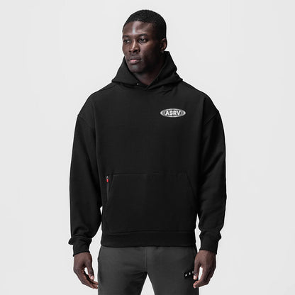 0874. Tech-Terry™ Zip Pocket Hoodie - Black "Global Reach" | ASRV