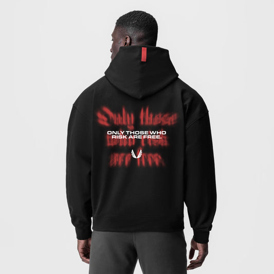0874. Tech-Terry™ Zip Pocket Hoodie - Black "Risk Protocol" | ASRV