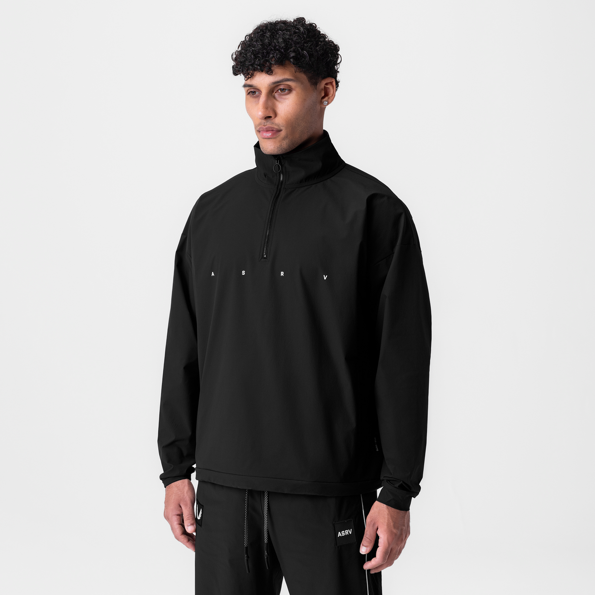 0970. Ripstop Quarter Zip Jacket - Black | ASRV