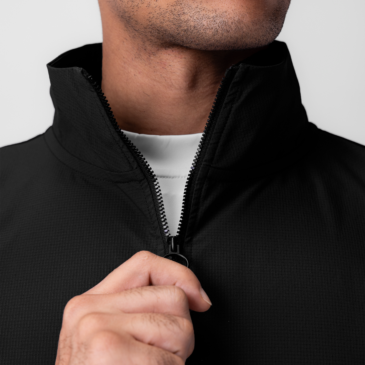 0970. Ripstop Quarter Zip Jacket - Black | ASRV