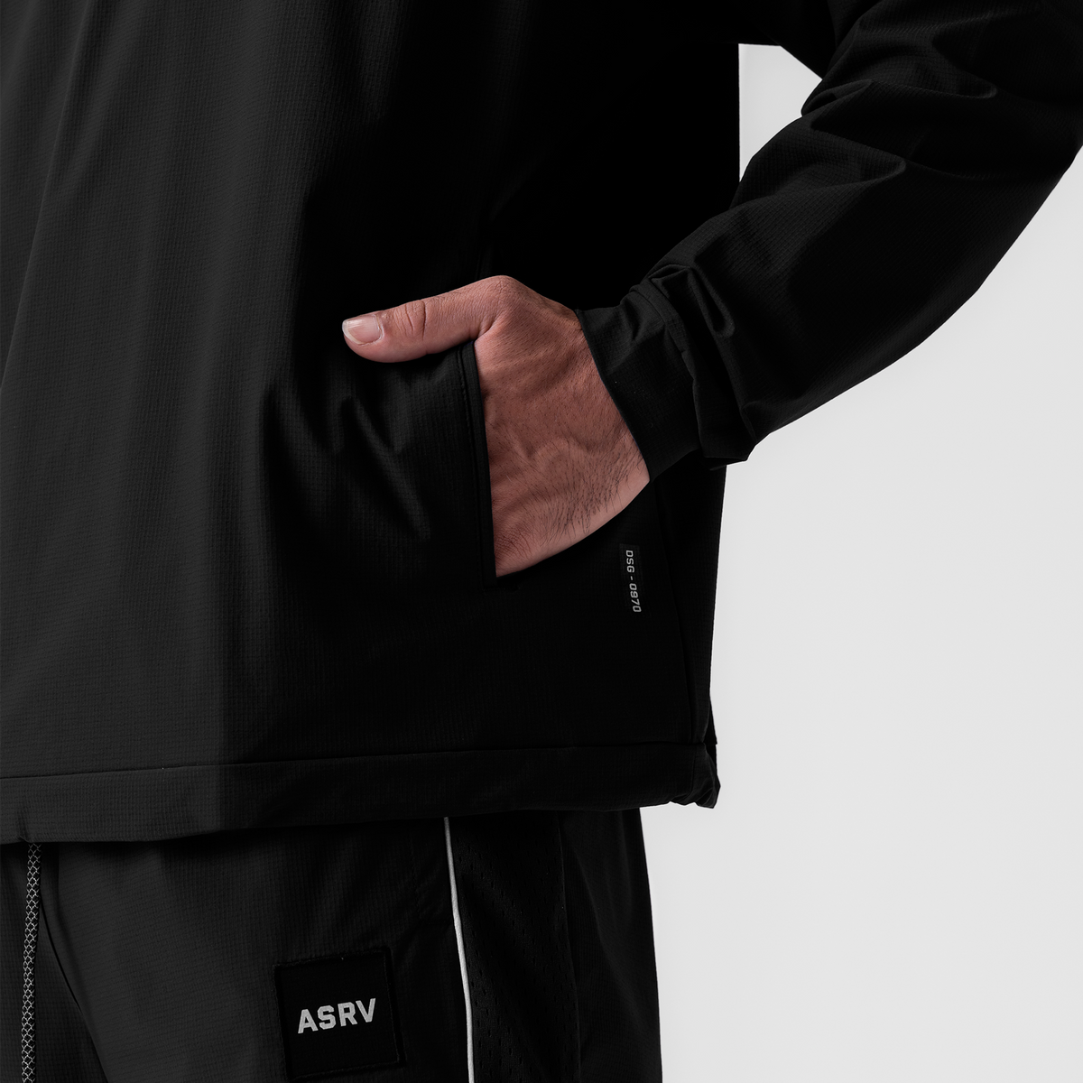 0970. Ripstop Quarter Zip Jacket - Black | ASRV