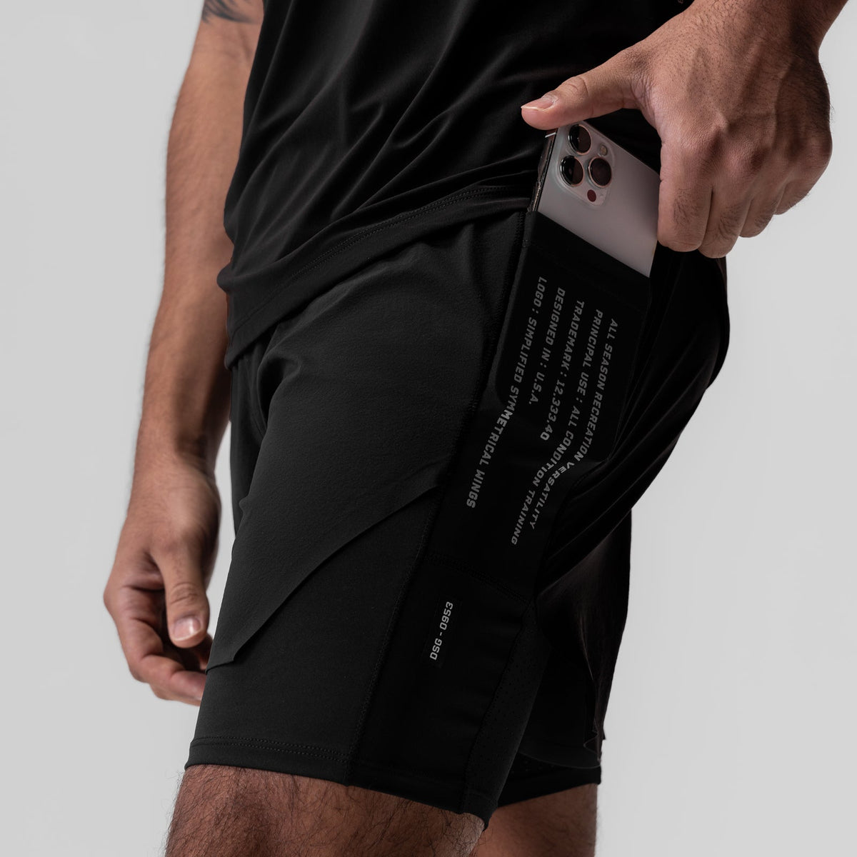 0953. Aerotex™ Hybrid Liner Short - Black/Black | ASRV
