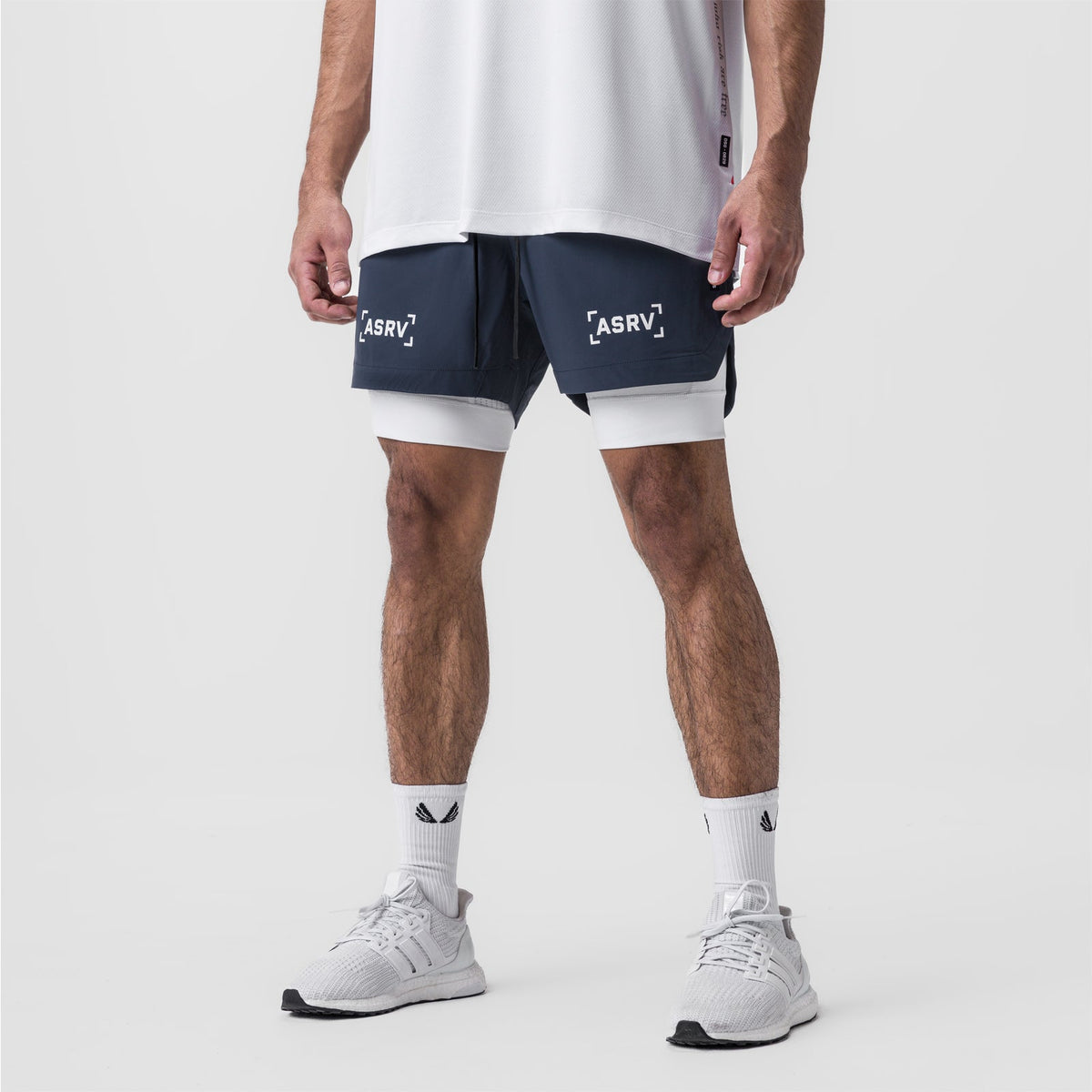 0865. Tetra-Lite® 5" Liner Short - Navy "Bracket"/White | ASRV