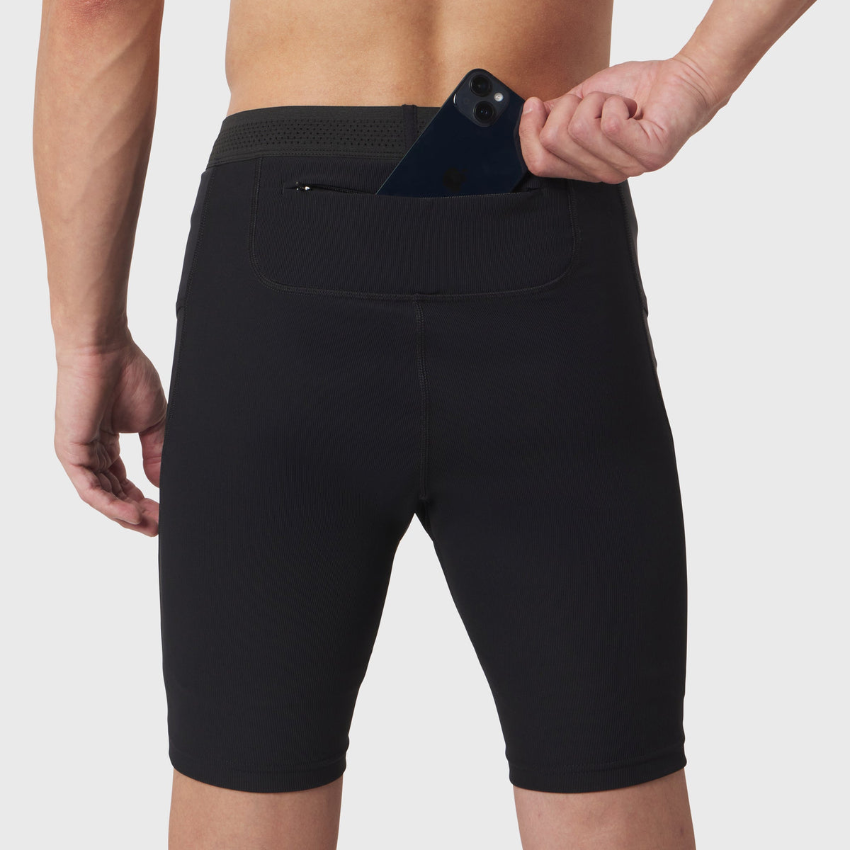 1170. Lycra® Ribbed Run Half-Tight - Black | ASRV