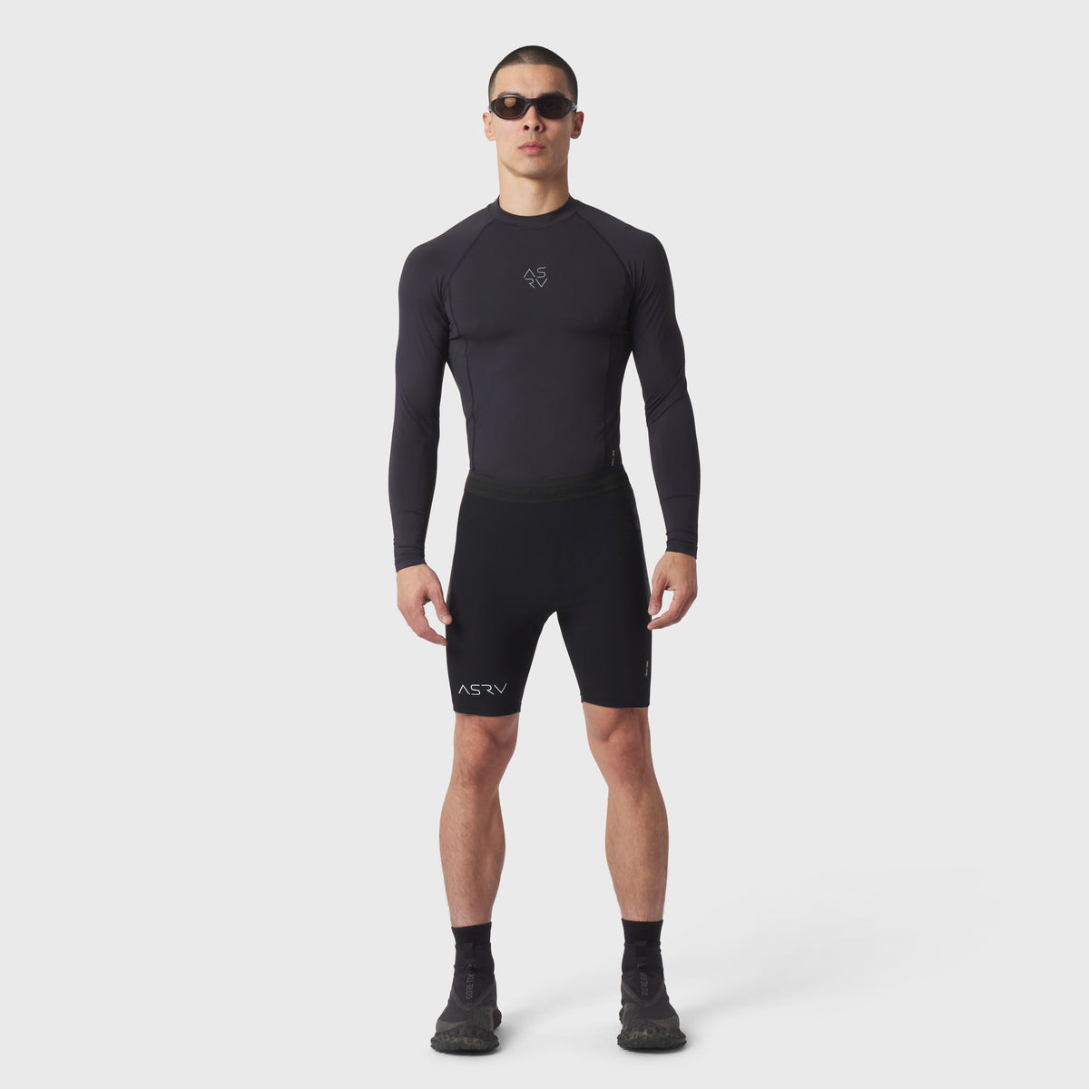 1170. Lycra® Ribbed Run Half-Tight - Black | ASRV