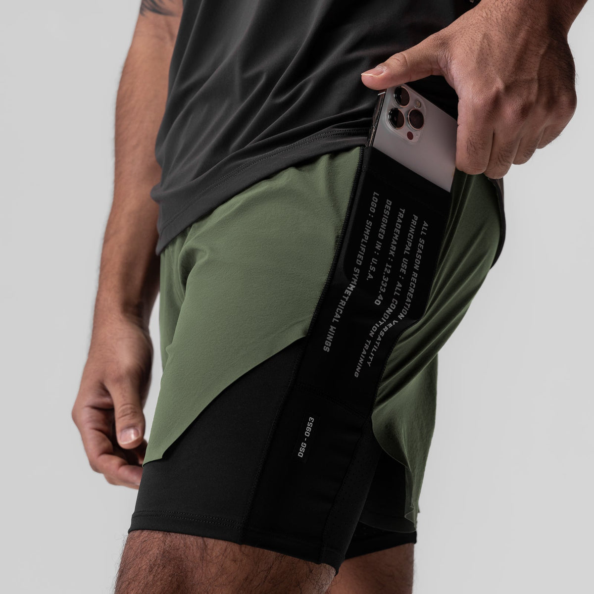 0953. Aerotex™ Hybrid Liner Short - Olive/Black | ASRV