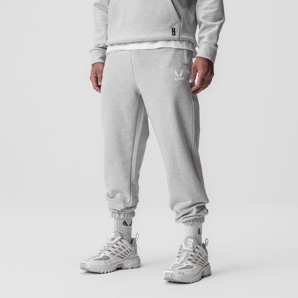 0655. Tech-Terry™ Oversized Sweats - Heather Grey "Emblem" | ASRV