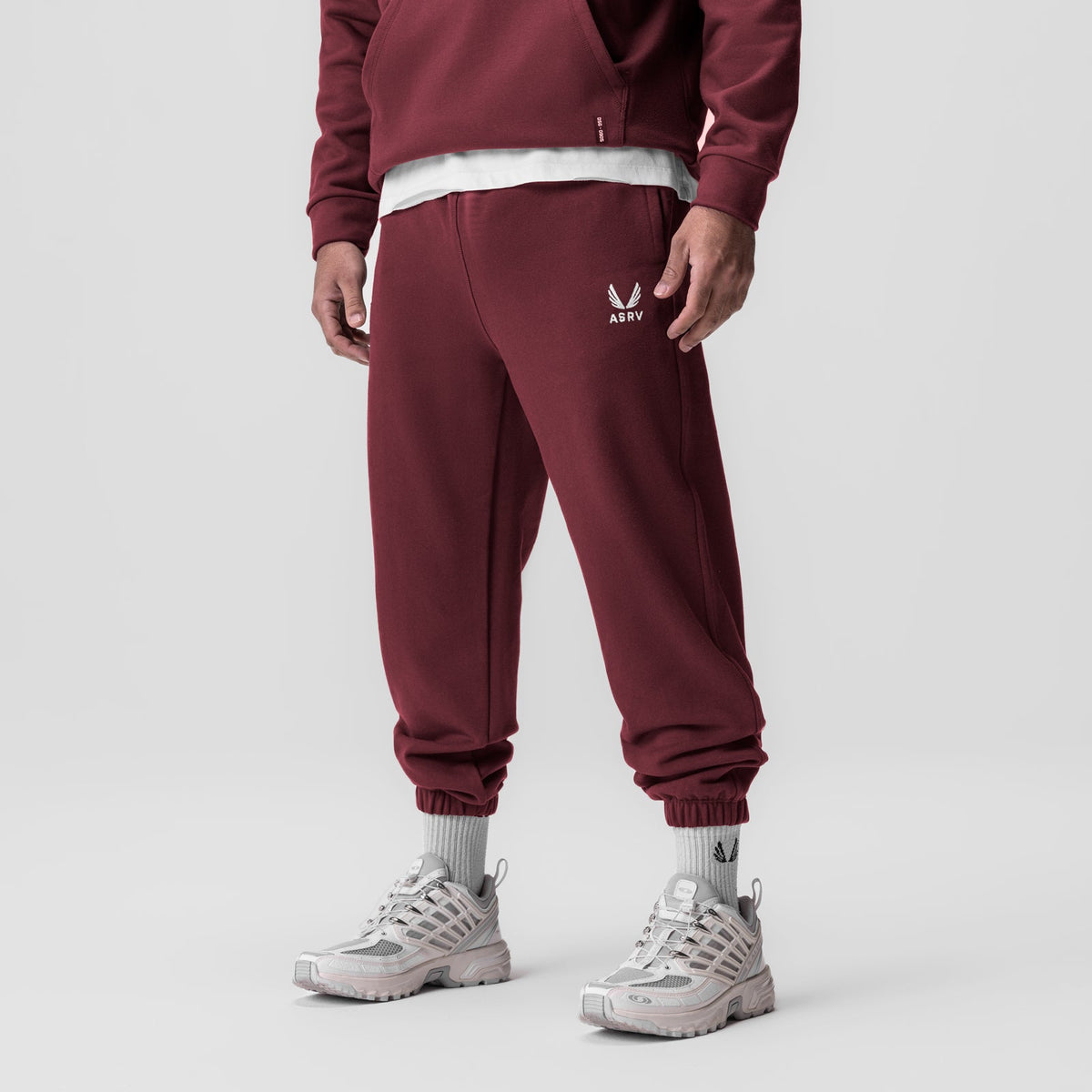 0655. Tech-Terry™ Oversized Sweats - Crimson "Emblem" | ASRV
