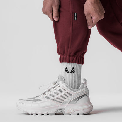 0655. Tech-Terry™ Oversized Sweats - Crimson "Emblem" | ASRV