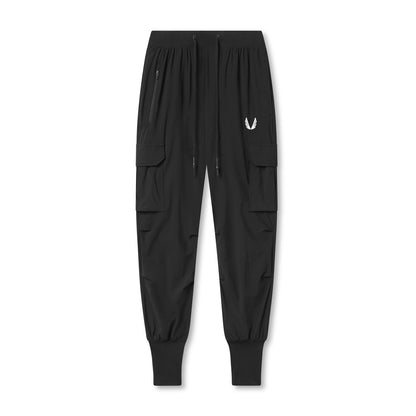 0825. Tetra-Lite® Cargo High Rib Jogger - Black "White Wings" | ASRV