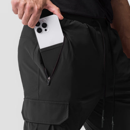 0825. Tetra-Lite® Cargo High Rib Jogger - Black "White Wings" | ASRV
