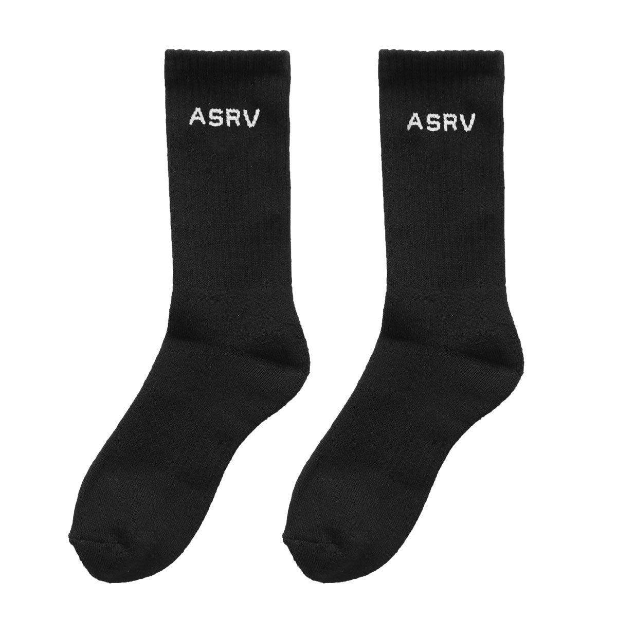 Essential Crew Socks (3 Pair) - Black "ASRV" | ASRV