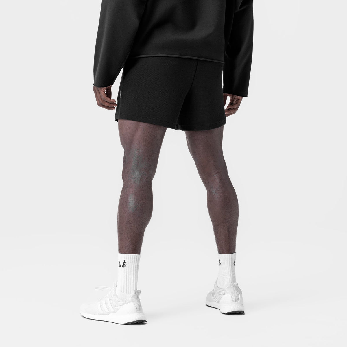 0954. Waffle Knit Sweat Short - Black | ASRV