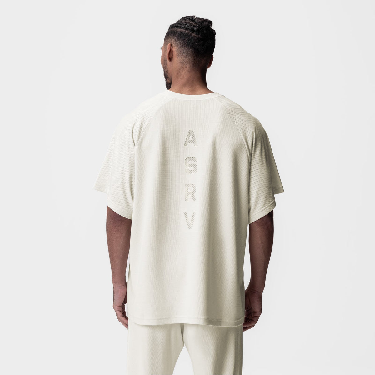 0946. Waffle Knit Oversized Tee - Cream | ASRV