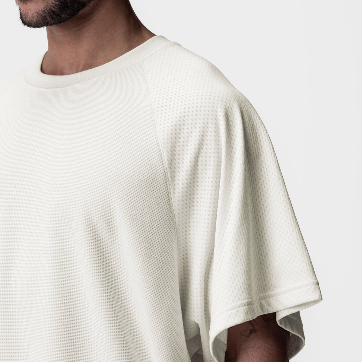 0946. Waffle Knit Oversized Tee - Cream | ASRV