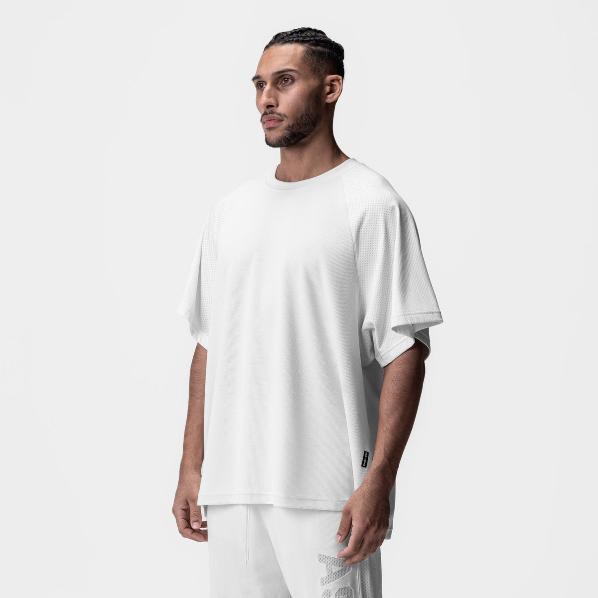 0946. Waffle Knit Oversized Tee - White | ASRV