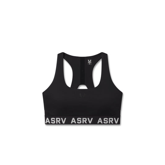 W083. LYCRA® ADAPTIV Racerback Sports Bra - Black | ASRV