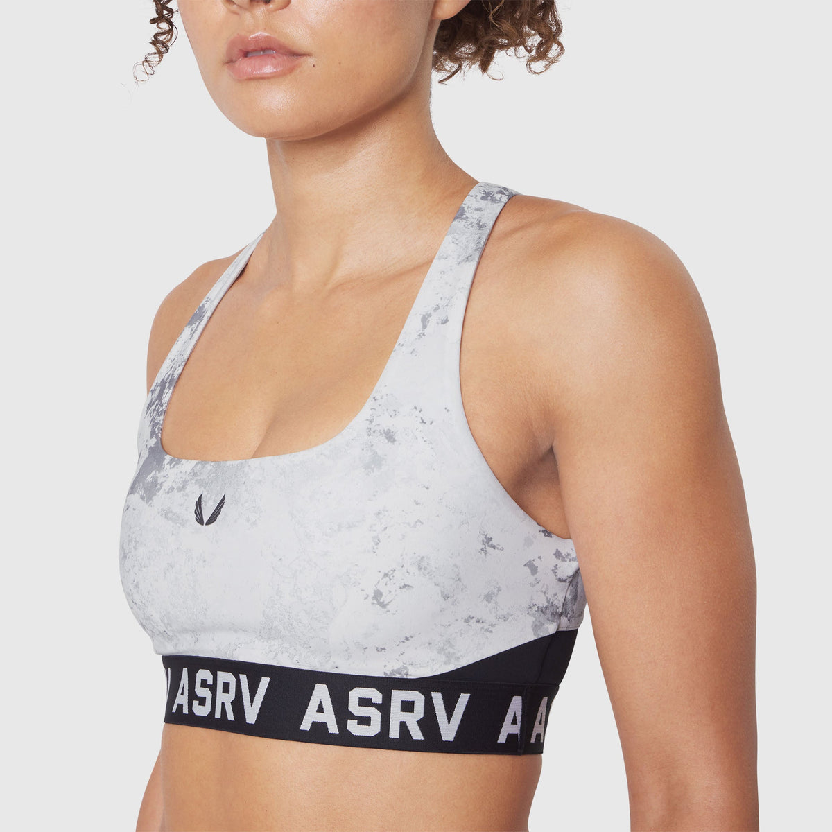 W083. LYCRA® ADAPTIV Racerback Sports Bra - Sedona Snow Camo | ASRV