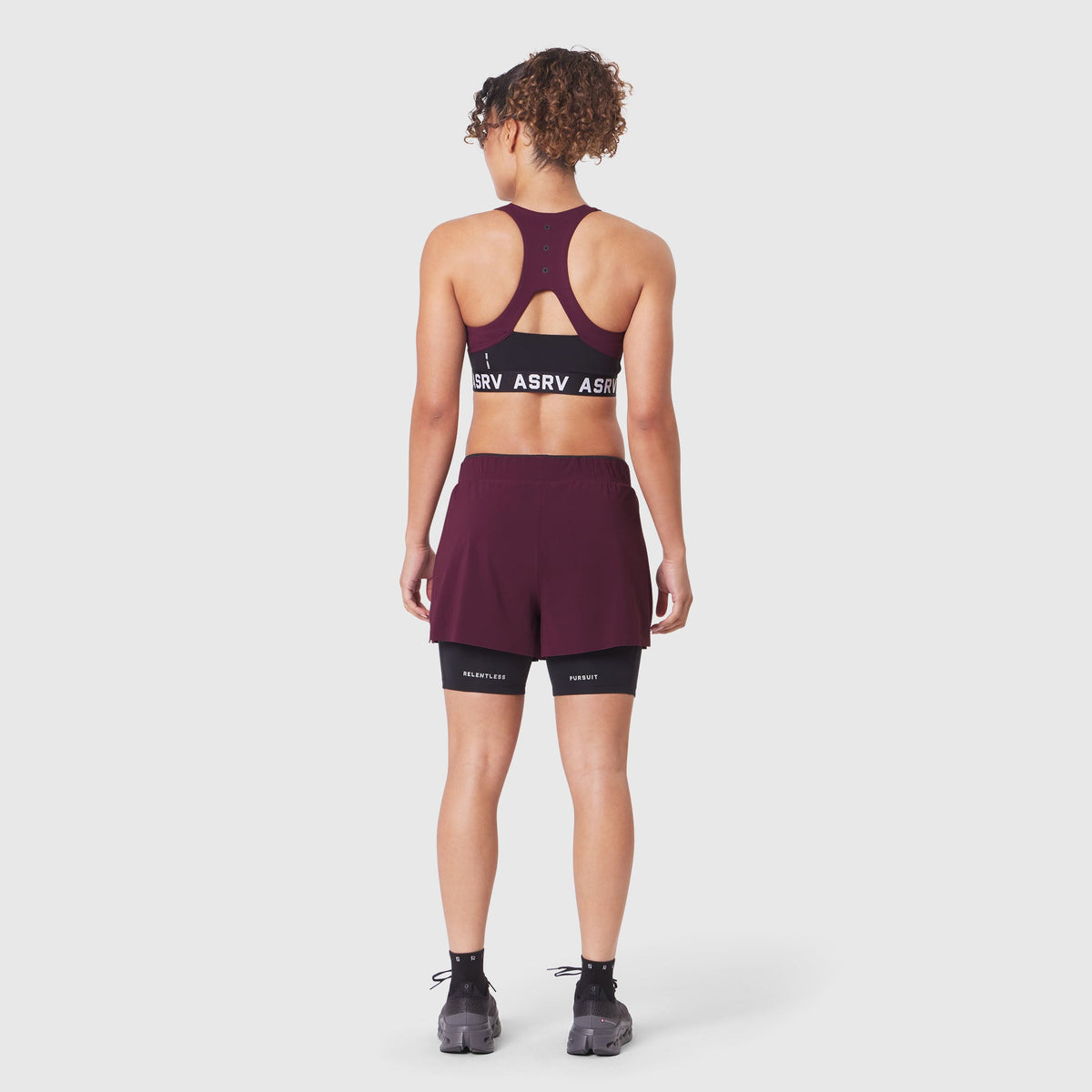 W083. LYCRA® ADAPTIV Racerback Sports Bra - Merlot | ASRV