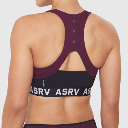 W083. LYCRA® ADAPTIV Racerback Sports Bra - Merlot | ASRV
