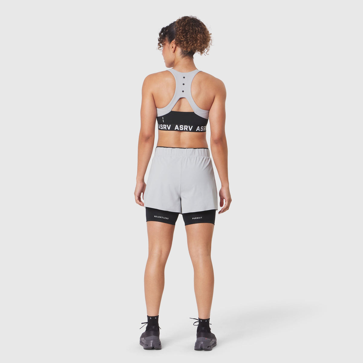 W083. LYCRA® ADAPTIV Racerback Sports Bra - Slate Grey | ASRV