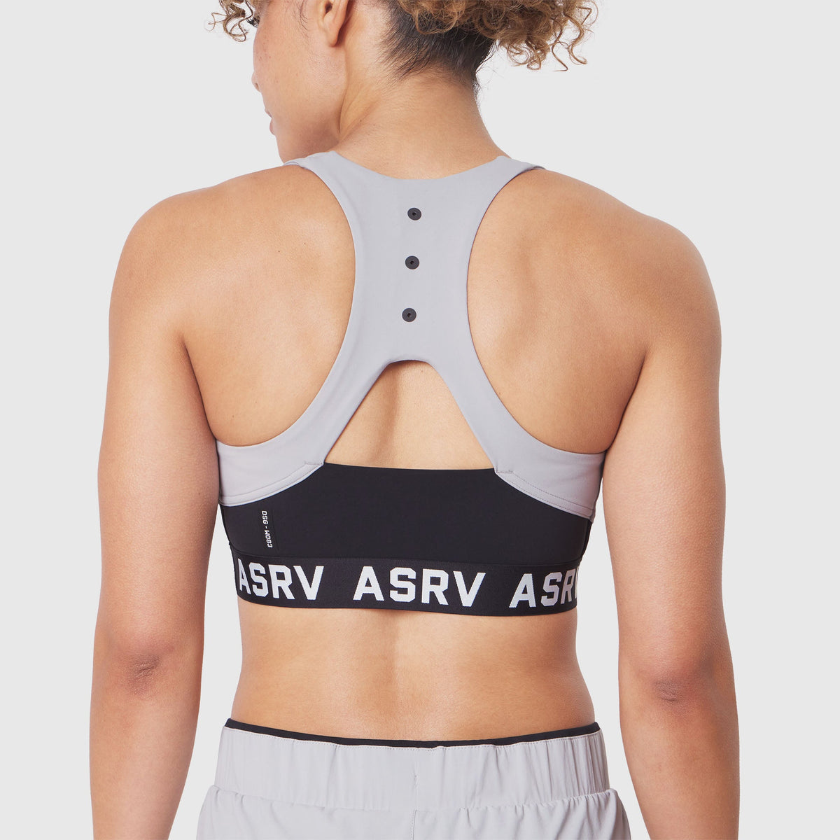W083. LYCRA® ADAPTIV Racerback Sports Bra - Slate Grey | ASRV