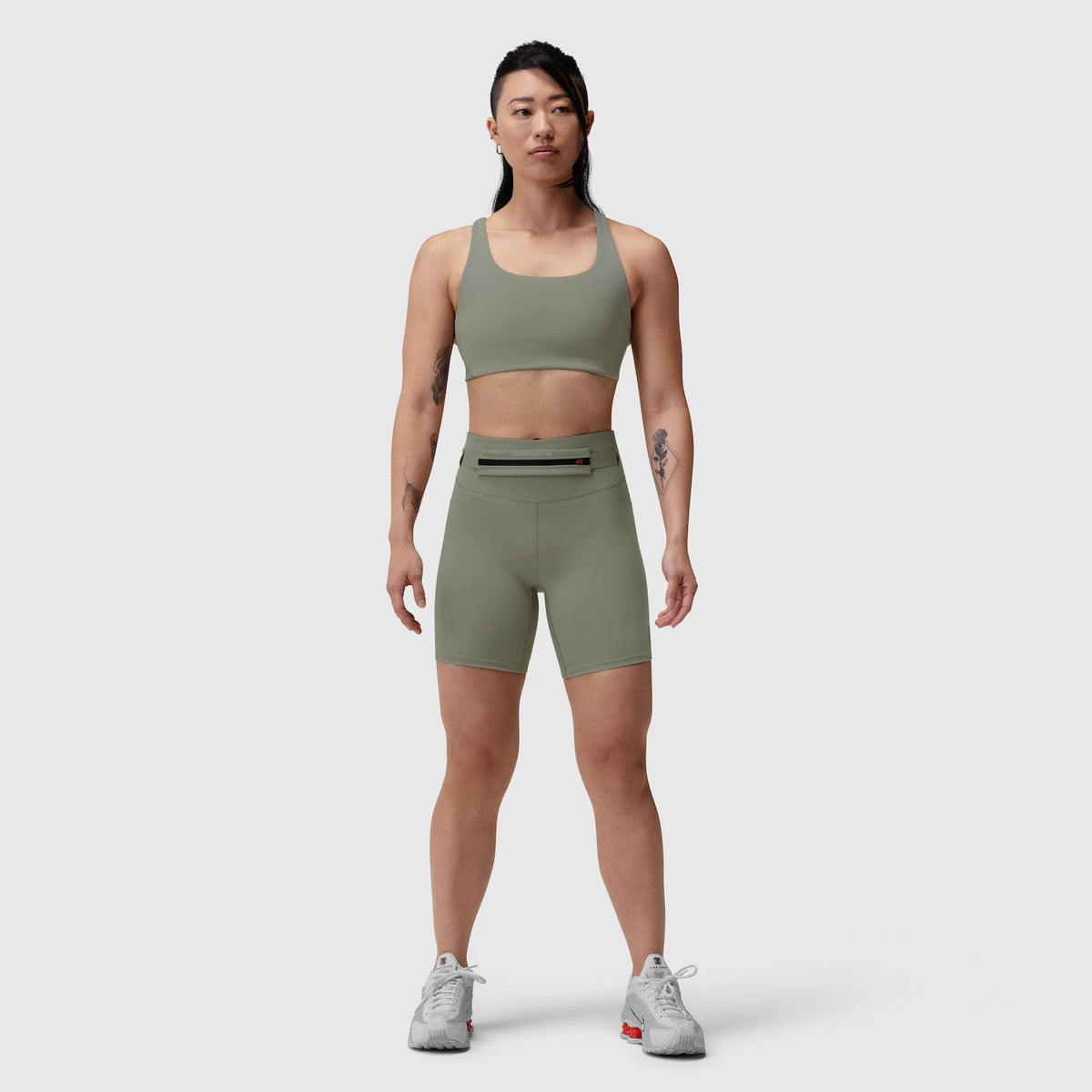 W039. LYCRA® Hybrid Sports Bra - Sage | ASRV