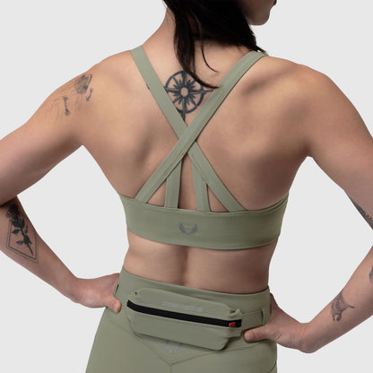 W039. LYCRA® Hybrid Sports Bra - Sage | ASRV