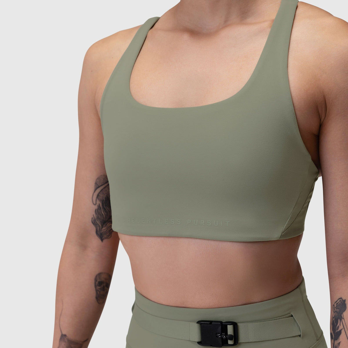 W039. LYCRA® Hybrid Sports Bra - Sage | ASRV