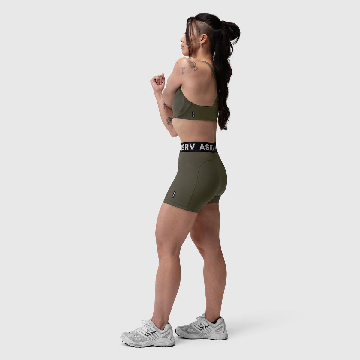 W039. LYCRA® Hybrid Sports Bra - Olive | ASRV