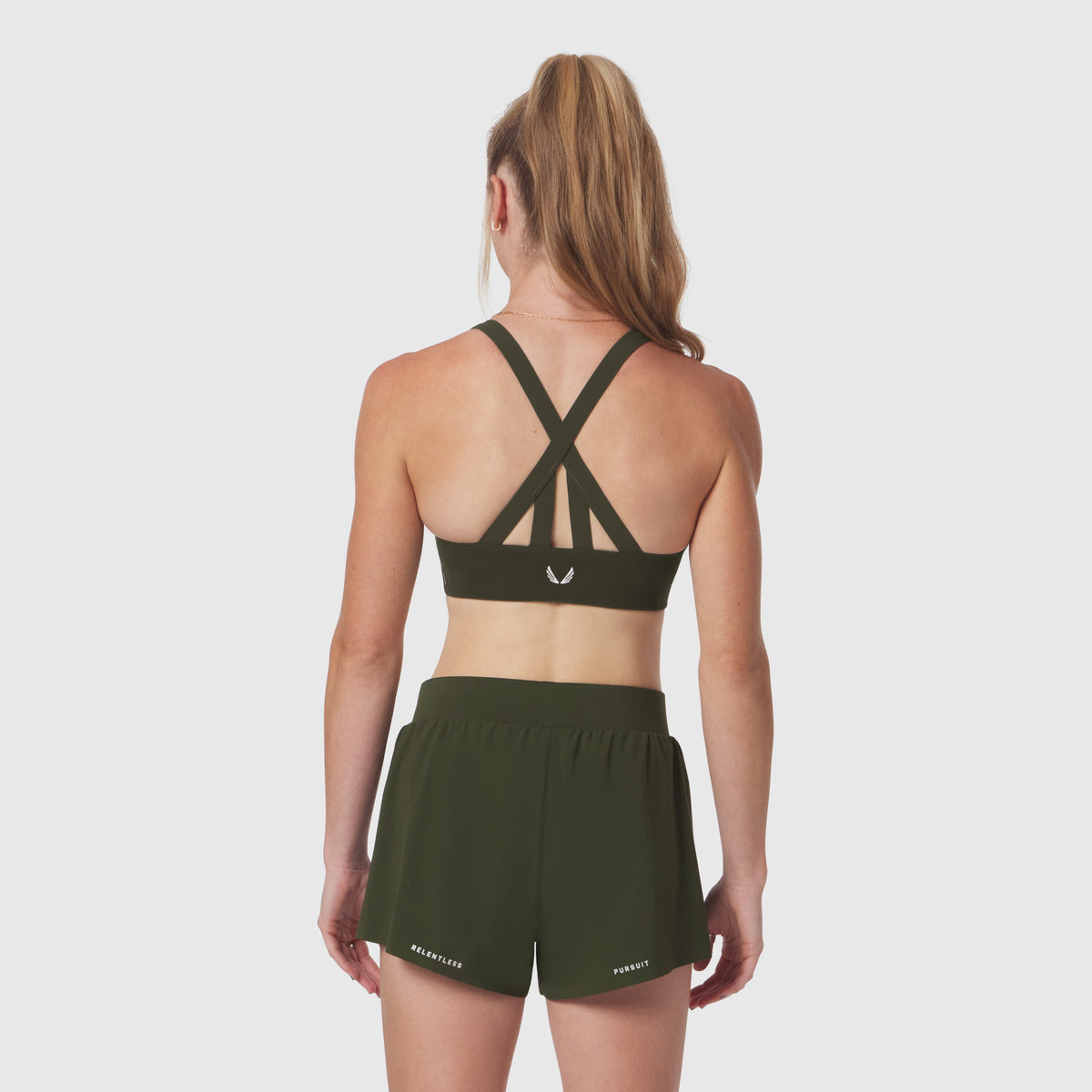 W039. LYCRA® Hybrid Sports Bra - Olive | ASRV