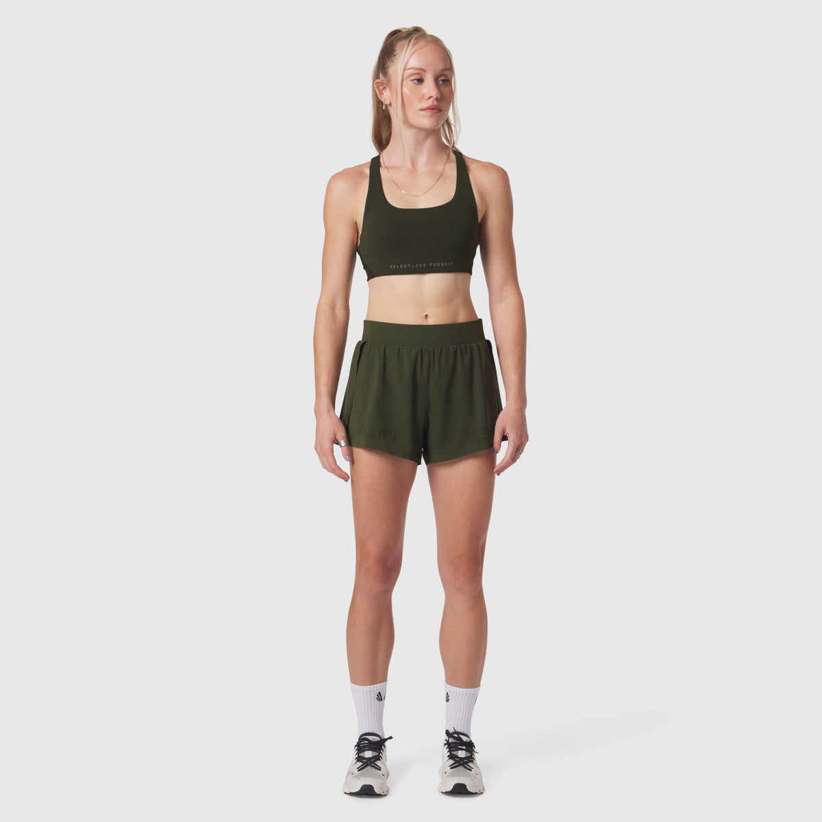 W039. LYCRA® Hybrid Sports Bra - Olive | ASRV