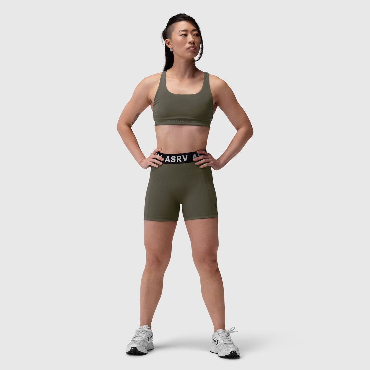 W039. LYCRA® Hybrid Sports Bra - Olive | ASRV
