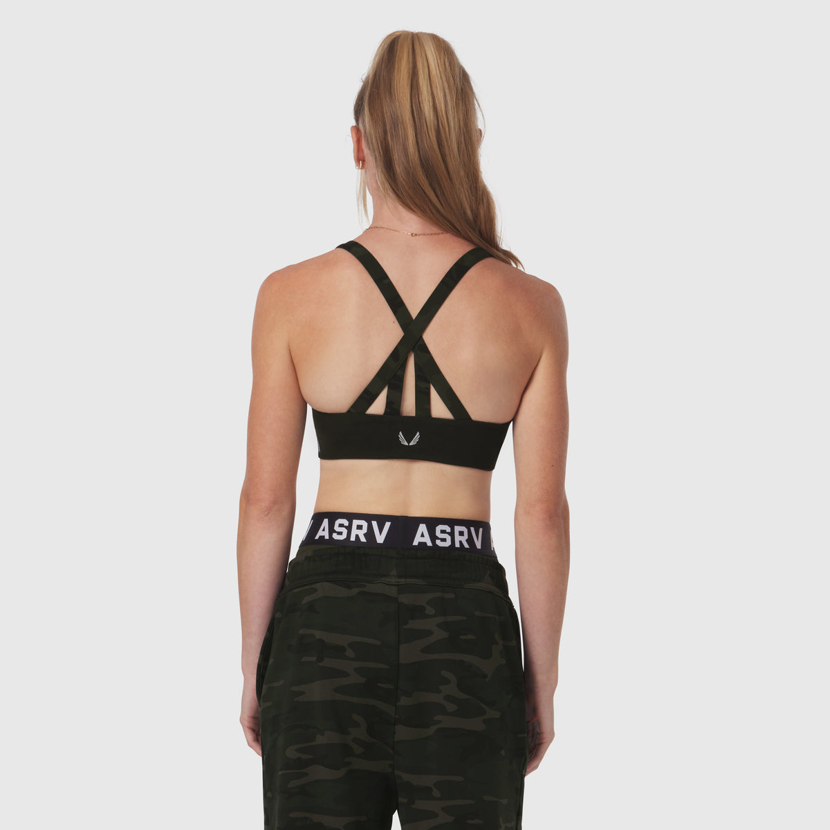 W039. LYCRA® Hybrid Sports Bra - Dark Camo | ASRV
