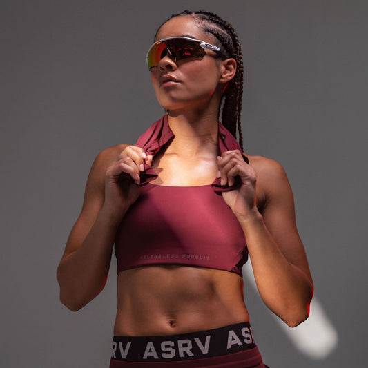 W039. LYCRA® Hybrid Sports Bra - Crimson | ASRV