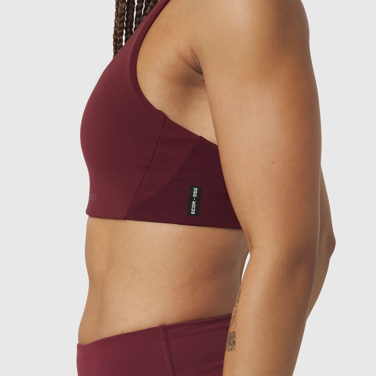 W039. LYCRA® Hybrid Sports Bra - Crimson | ASRV