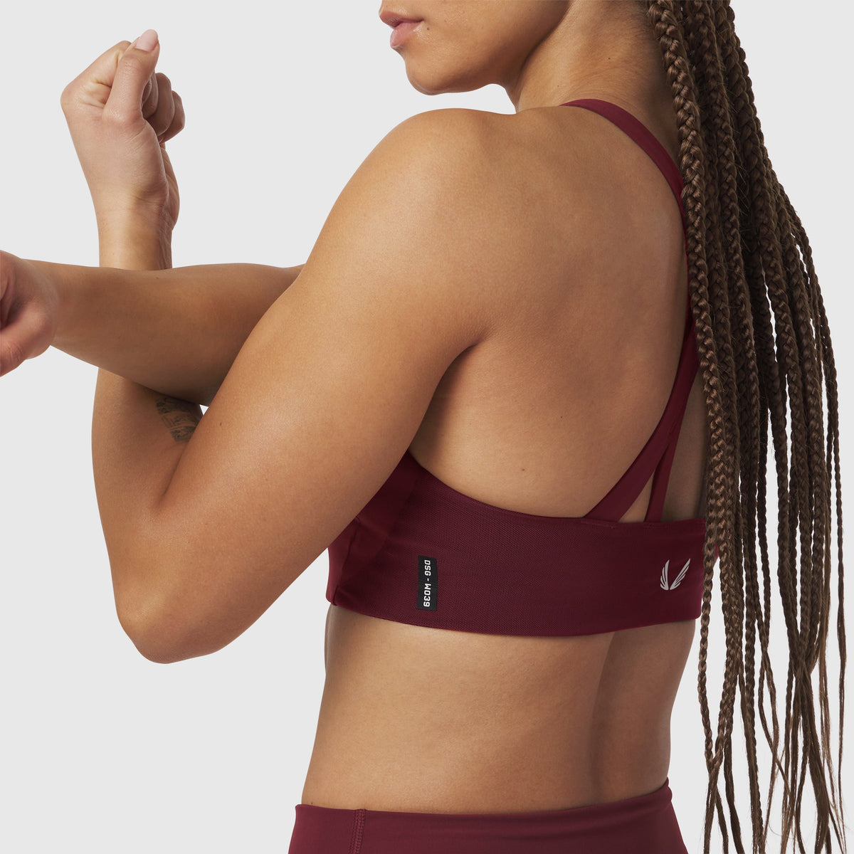 W039. LYCRA® Hybrid Sports Bra - Crimson | ASRV