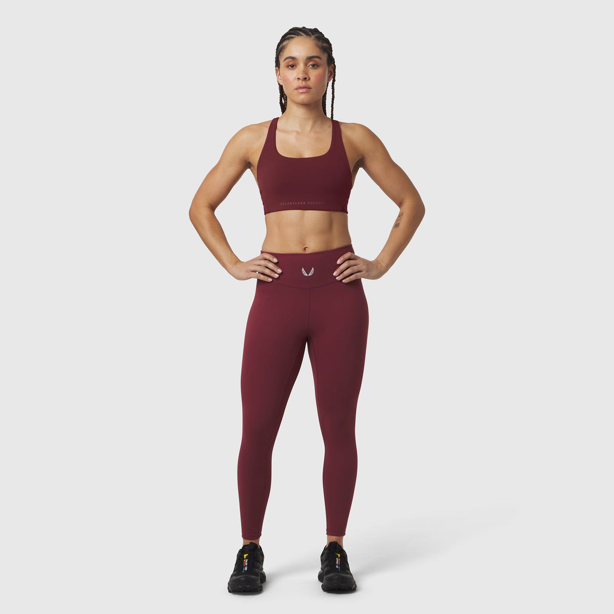 W039. LYCRA® Hybrid Sports Bra - Crimson | ASRV