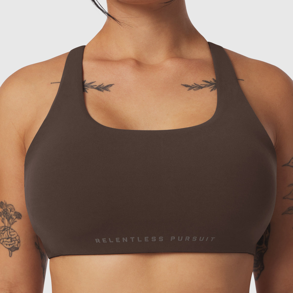 W039. LYCRA® Hybrid Sports Bra - Dark Earth | ASRV
